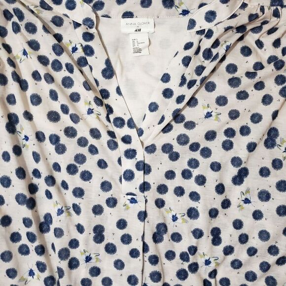 Anna Glover x H&M size large blue dot and gold/white moth patterned 3/4 elastic - Picture 5 of 6